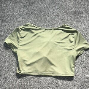 SHEIN Green Crop Fitted Short Sleeve T-Shirt